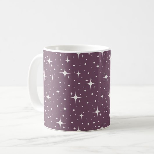 Mug Étoiles et points sur gris foncé magenta (Devant gauche)