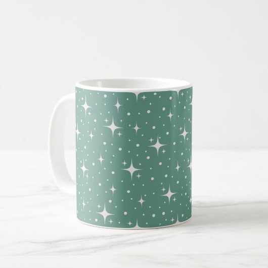 Mug Étoiles et points sur turquoise gris (Devant gauche)