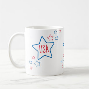 Mug Étoiles Filantes du 4 Juillet Usa Americana