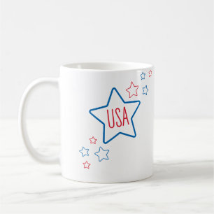 Mug Étoiles Filantes du 4 Juillet Usa Americana