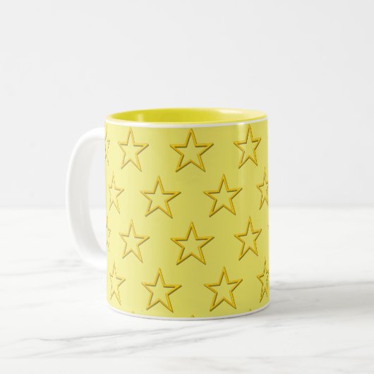 Mug - Etoiles jaunes sur Jaune pâle (Devant gauche)