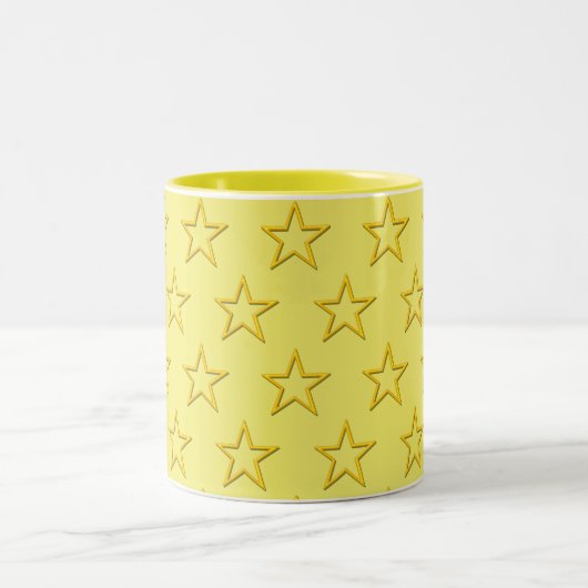 Mug - Etoiles jaunes sur Jaune pâle (Centre)