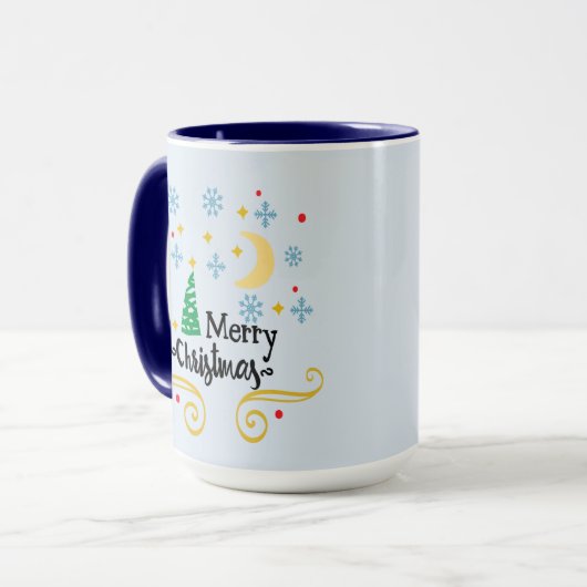 Mug Étoiles, Lune, Snowflakes et Joyeux Noël, ZSSG (Devant gauche)