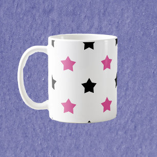Mug Étoiles Motif rose et noir Arrière - plan blanc