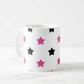 Mug Étoiles Motif rose et noir Arrière - plan blanc (Devant gauche)