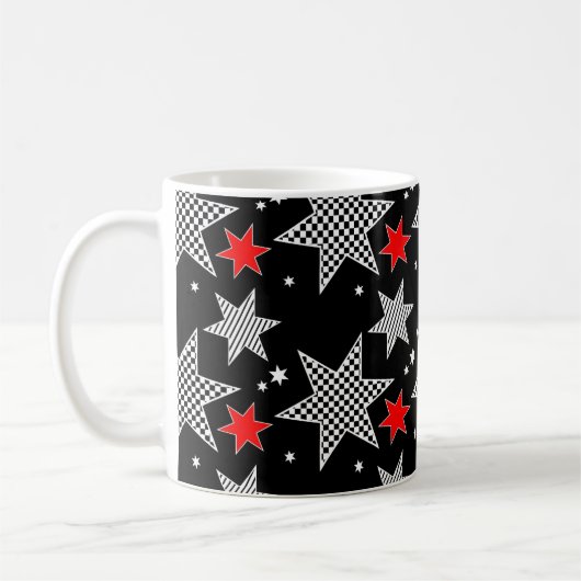 Mug Étoiles noires, rouges et blanches (Gauche)