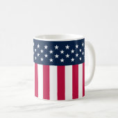 Mug Étoiles patriotiques en bandes Rouge Blanc Bleu (Devant droit)