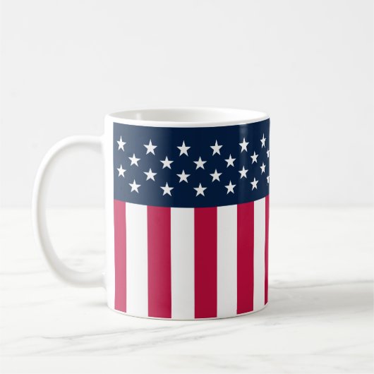 Mug Étoiles patriotiques en bandes Rouge Blanc Bleu (Gauche)