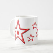 Mug - Étoiles rouges avec initiales (Devant gauche)