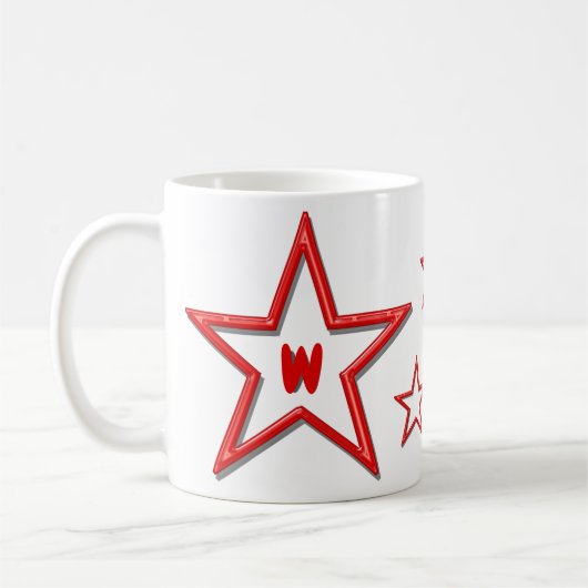 Mug - Étoiles rouges avec initiales (Gauche)