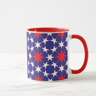 Mug Étoiles rouges et blanches en bleu
