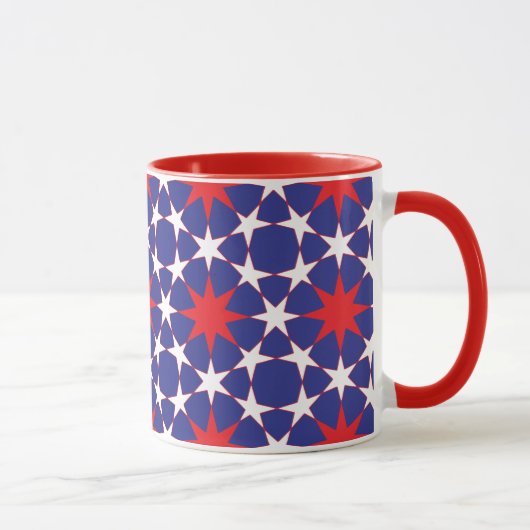 Mug Étoiles rouges et blanches en bleu (Droite)