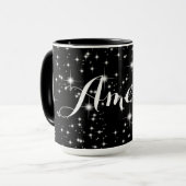 Mug Étoiles scintillantes sur noir (Devant gauche)