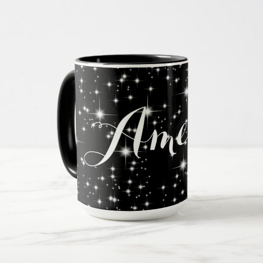 Mug Étoiles scintillantes sur noir (Devant gauche)