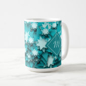 Mug Étoiles turquoises monogrammes (Devant droit)