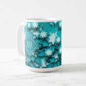 Mug Étoiles turquoises monogrammes (Devant gauche)
