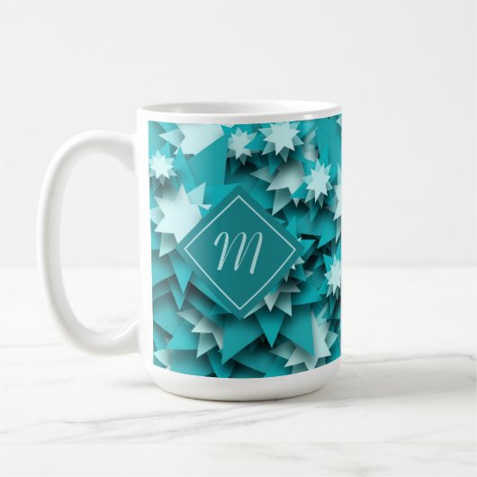 Mug Étoiles turquoises monogrammes (Gauche)