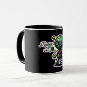 Mug Étrange et inhabituel violet vert cœur Voodoo ours (Devant gauche)