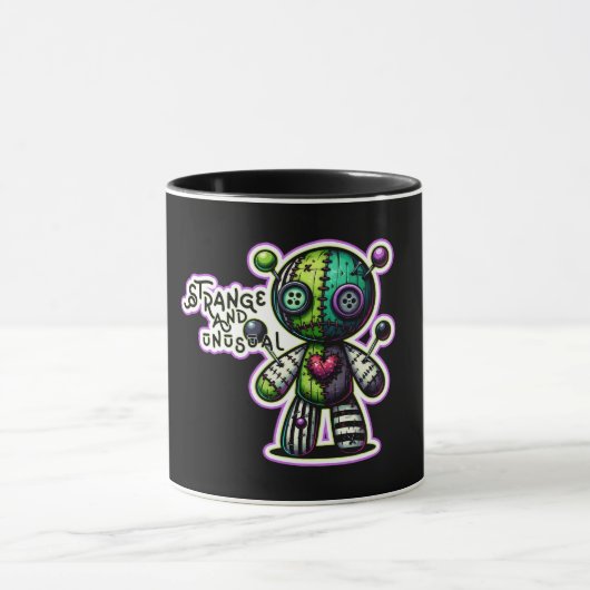 Mug Étrange et Insolite Ours Voodoo Cœur Vert Violet (Centre)