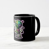 Mug Étrange et Insolite Ours Voodoo Cœur Vert Violet (Devant droit)