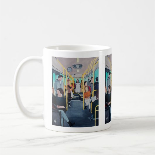Mug Étranger dans le bus, peinture d'Alfred Fox (Gauche)