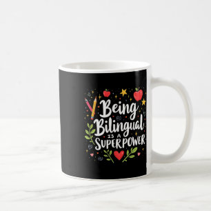 Mug Être bilingue est un super pouvoir retour à l'écol