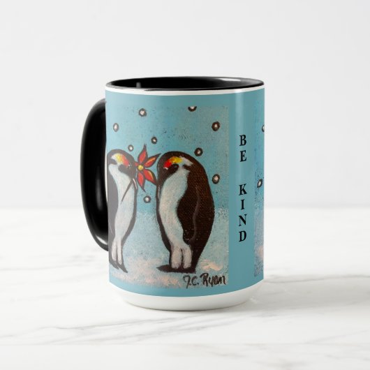 Mug Être comme Penguin Amour Whimsical Art (Devant gauche)