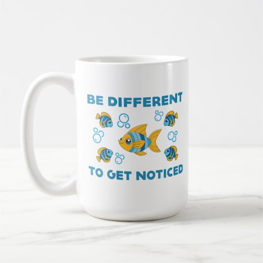 Mug Être différent design créatif unique avec poissons (Gauche)