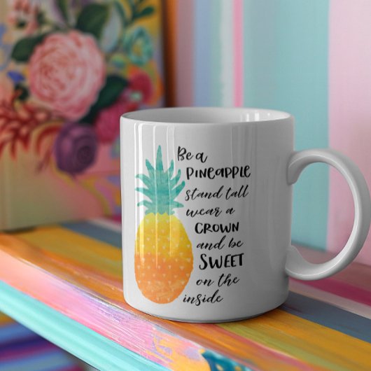 Mug Être un ananas Inspirationnel Aquarelle Typographi
