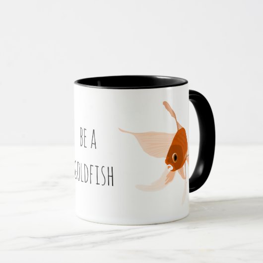 Mug être une illustration noire orange de poisson roug (Devant droit)
