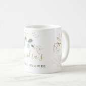 Mug Eucalyptus Feuille Gold Floral, votre nom café (Devant droit)