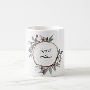 MUG EUCALYPTUS FLORAL ROSE DE BOIS RUSTIQUE