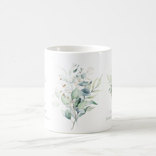 Mug Eucalyptus Gold Monogramme C initial Vert Chic (Centre)