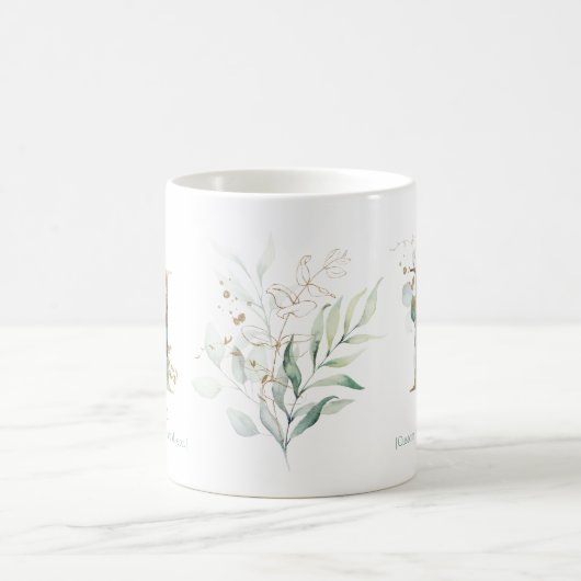 Mug Eucalyptus Gold Monogramme initial H vert chic (Centre)