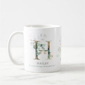 Mug Eucalyptus Gold Monogramme initial H vert chic (Gauche)