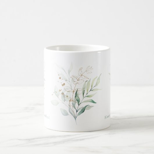 Mug Eucalyptus Gold Monogramme initial J vert chic (Centre)
