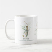 Mug Eucalyptus Gold Monogramme initial J vert chic (Gauche)