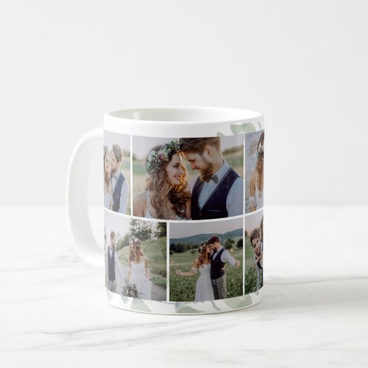 Mug Eucalyptus Mariage Multiphoto Collage (Devant gauche)