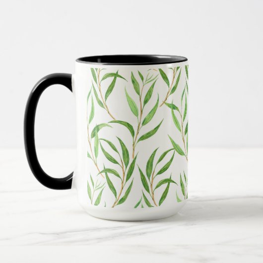 Mug Eucalyptus motif aquarelle sur blanc (Gauche)