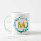 Mug Eucalyptus Vert Doré Personnaliser Monogramme A-Z (Gauche)