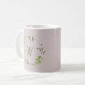 Mug Éucalyptus vert et feuille Monogramme de la couron (Devant gauche)