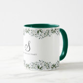 Mug Eucalyptus Vert Floral Nom de famille (Devant droit)