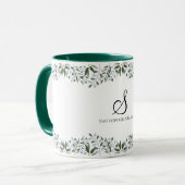 Mug Eucalyptus Vert Floral Nom de famille (Devant gauche)