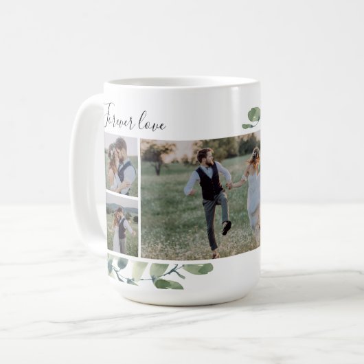 Mug Eucalyptus Wedding Photo Collage Keepsake Plaque (Devant gauche)