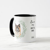 Mug Eucalyptus Wreath Akita Dog Monogram (Devant gauche)