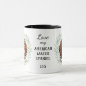 Mug Eucalyptus Wreath American Water Spaniel Monogram (Centre)