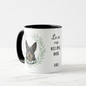 Mug Eucalyptus Wreath Australian Kelpie Dog Monogram (Devant gauche)