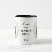 Mug Eucalyptus Wreath Bearded Collie Dog Monogram (Centre)