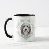 Mug Eucalyptus Wreath Bearded Collie Dog Monogram (Gauche)