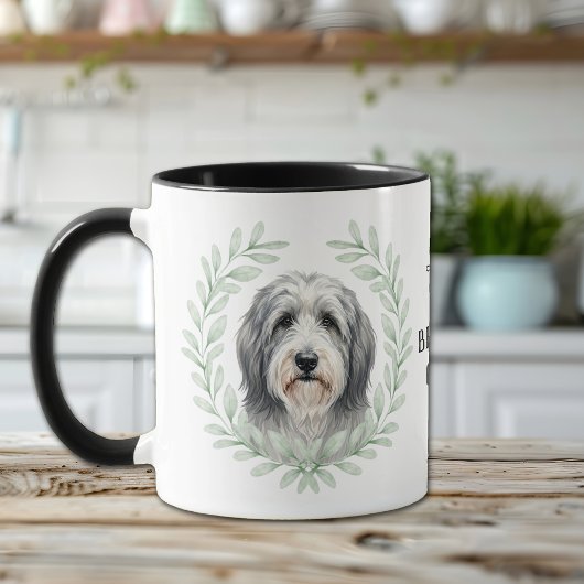 Mug Eucalyptus Wreath Bearded Collie Dog Monogram